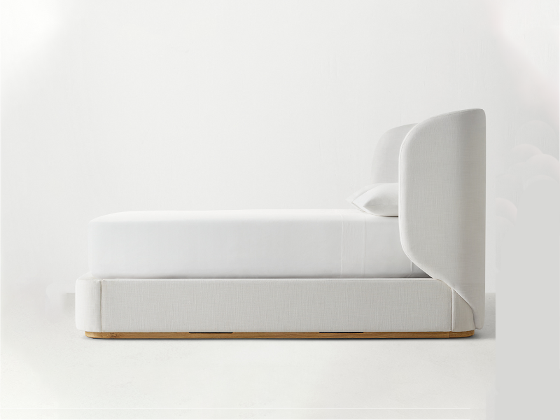 Defaico Hot Sale Madero Oak Wooden Bed Costom Size Fabric Shelter Bed