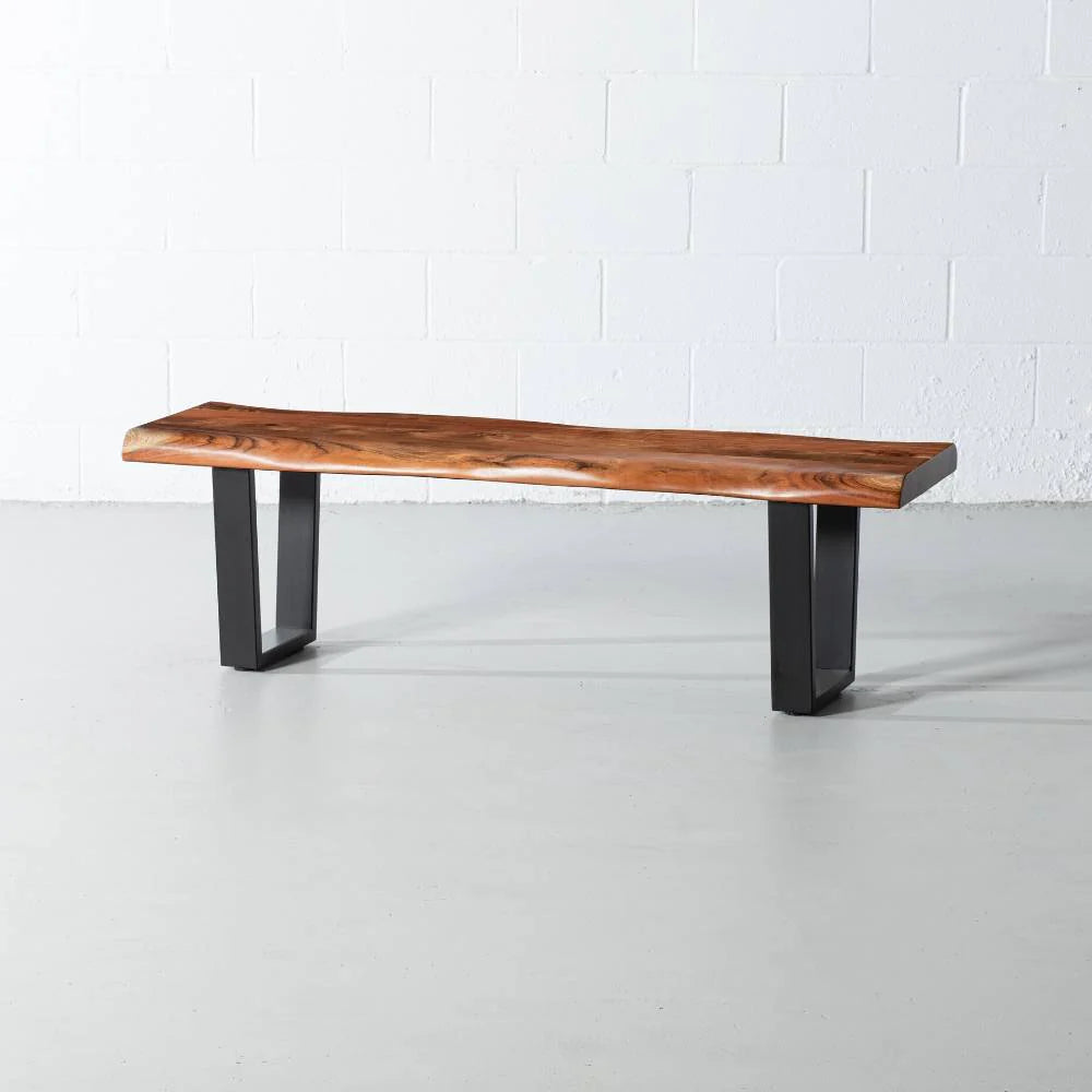 Acacia Live Edge Bench with Black U Shaped Legs/Natural Color