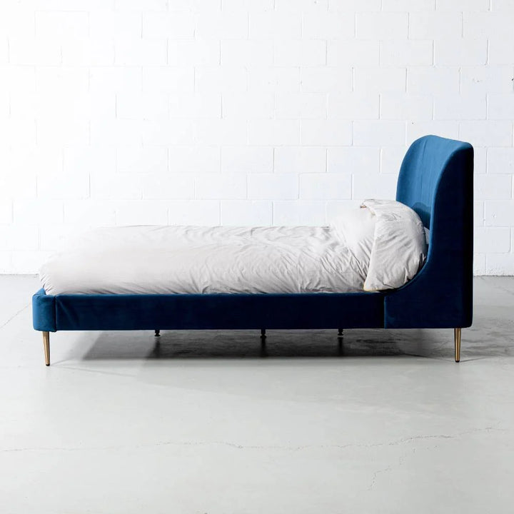 MEREDITH - Dark Blue Velvet Bed - FINAL SALE