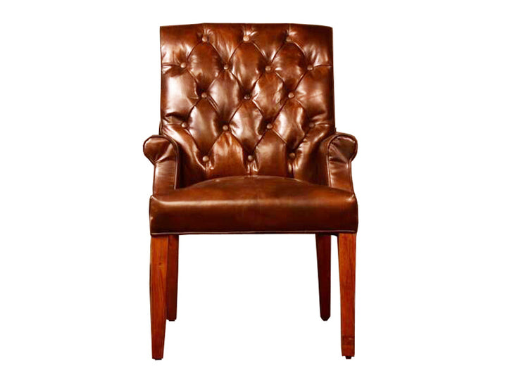 Vintage Leather Square Side Armchair for Dining