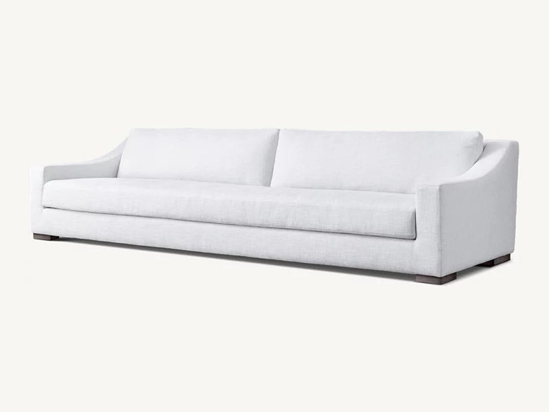 Modern White Linen Fabric and Feather Sofa with 2 Seats
