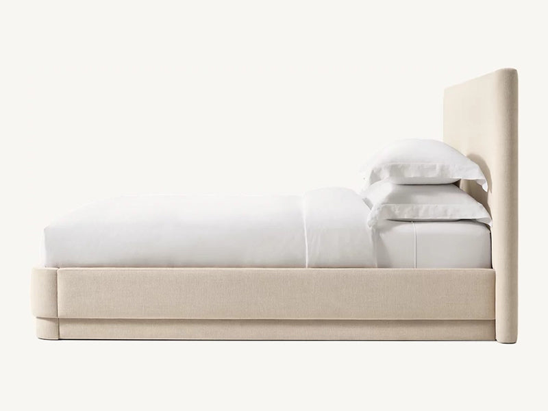 Fabric and Oak Solid Wood Bed Faddish Modern Style Bedroom Bed