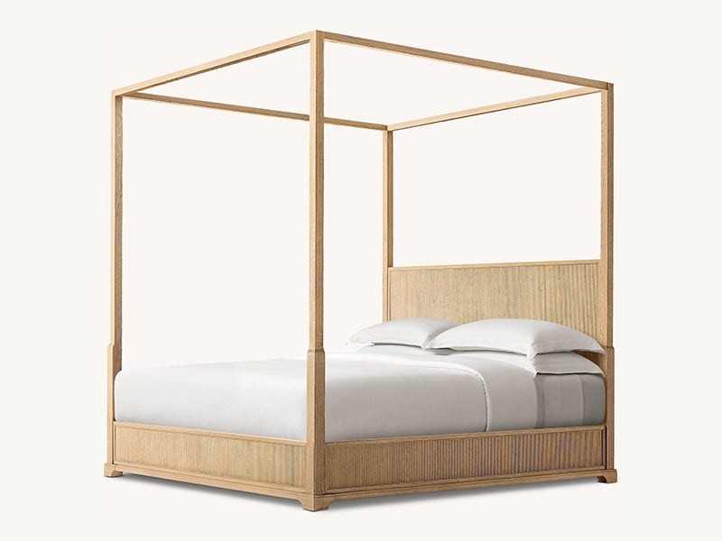 Defaico Oak Solid Wood Bed with Footboard Faddish Modern Style Bedroom Bed