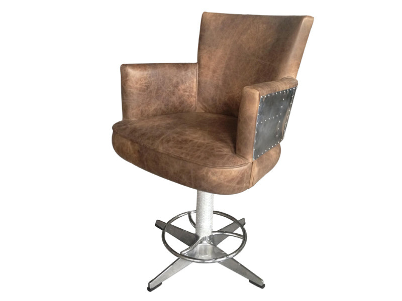 Swivel Aviator Antique Leather Bar Chair