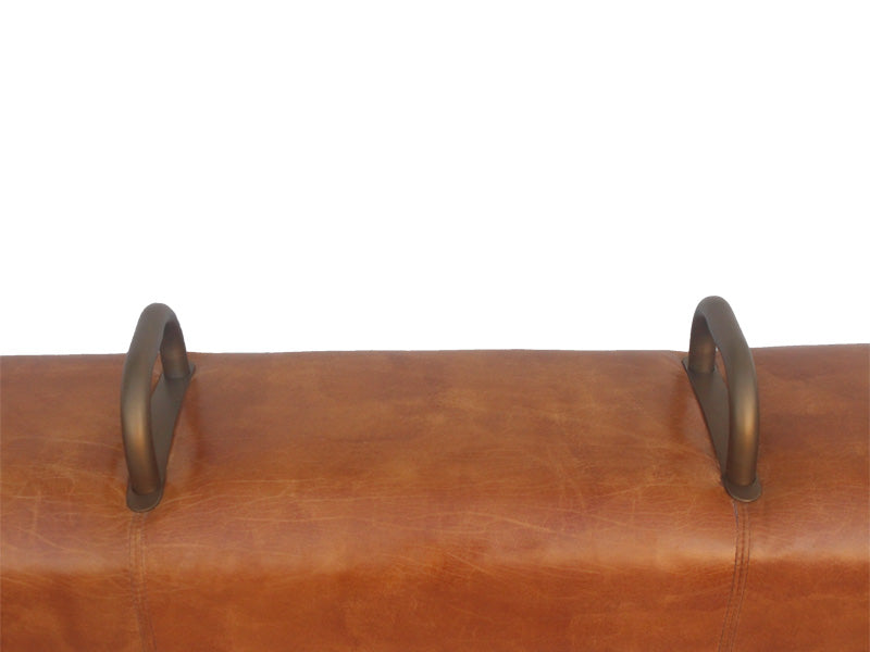 Brown Stool,Vintage Leather Stool,Bedroom Leisure Bench Stool,Wood Legs Stool
