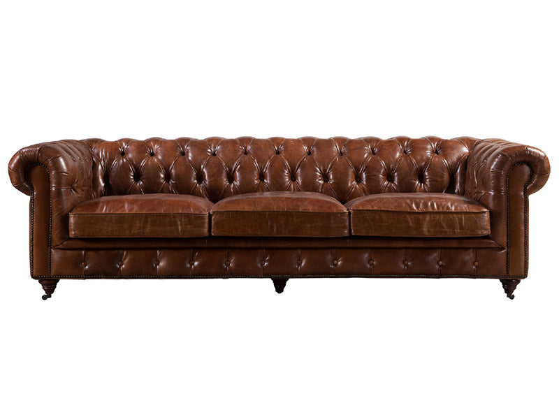 Chesterfield 3S Vintage Leather Button Back Sofa