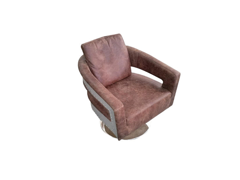 Vintage Leather Seat Chair,Dining Chair,Living Room Chair,360 Degree Swivel Office Chair