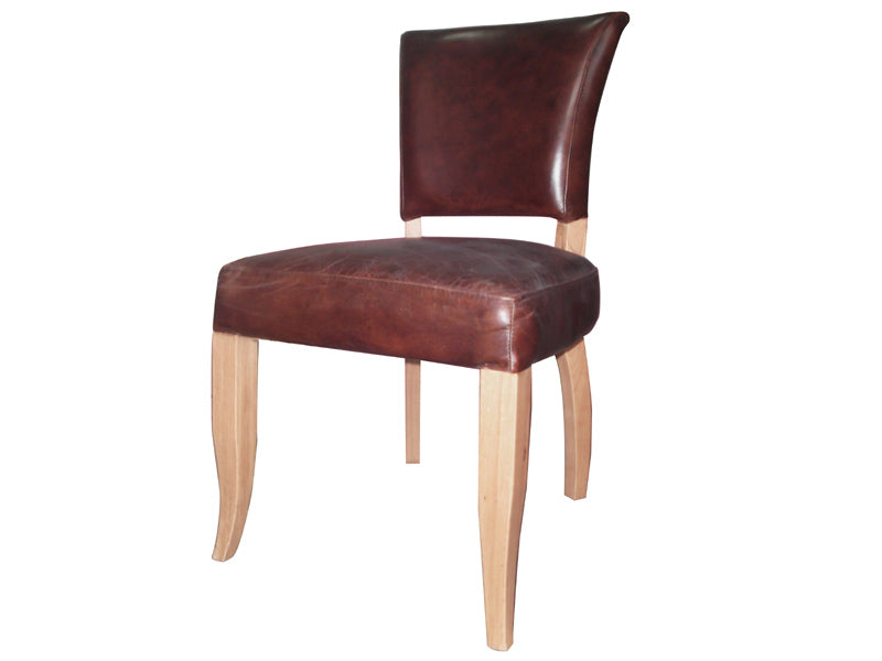 Solid Wood Leg Vintage Leather Side Chair for Dining
