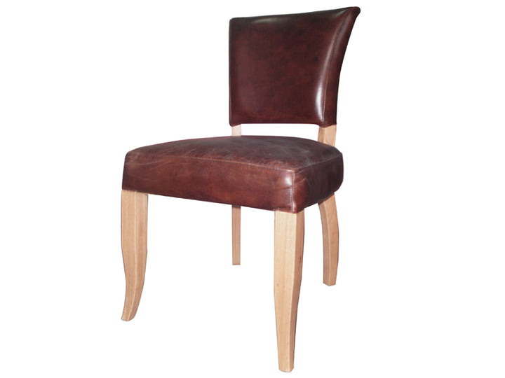 Solid Wood Leg Vintage Leather Side Chair for Dining