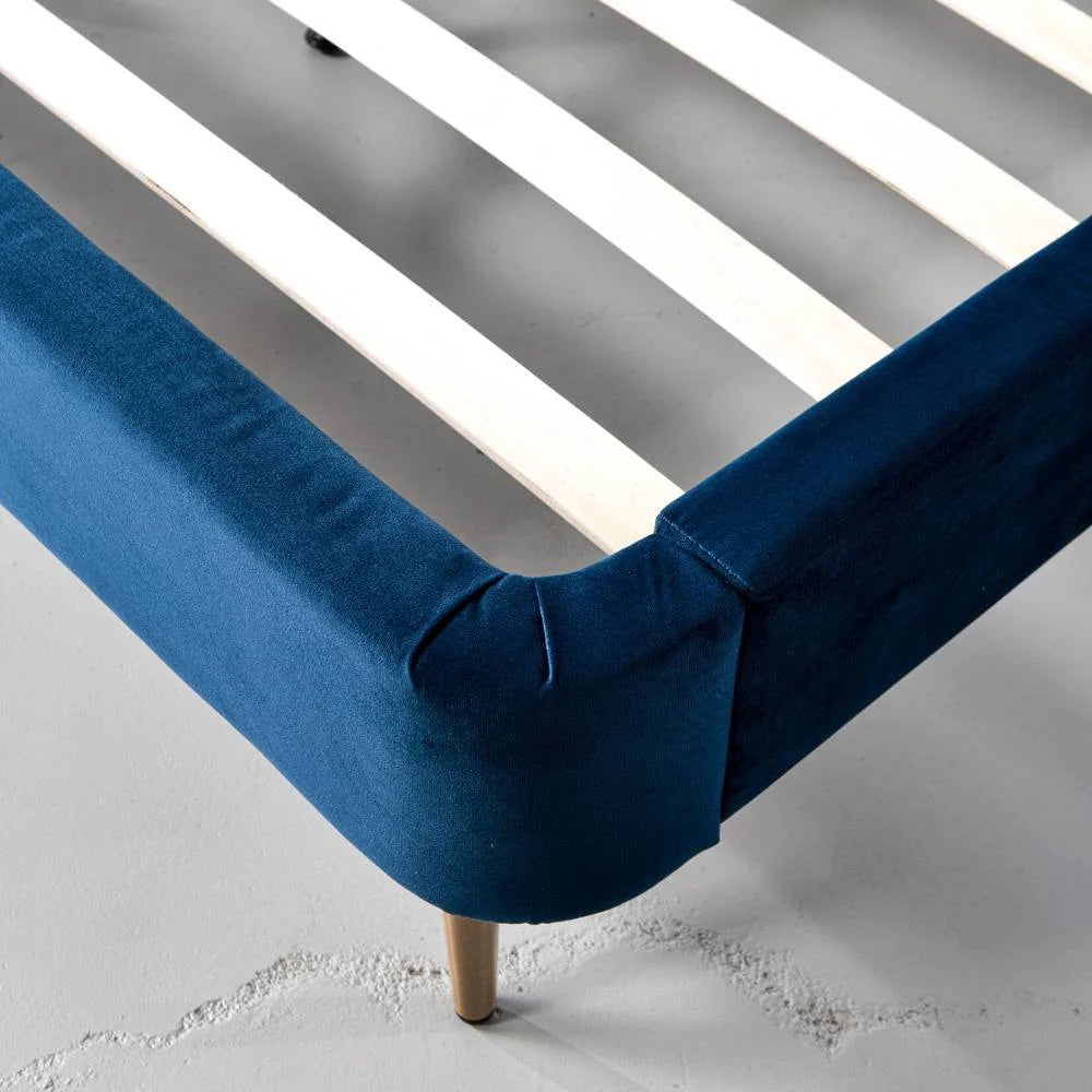 MEREDITH - Dark Blue Velvet Bed - FINAL SALE