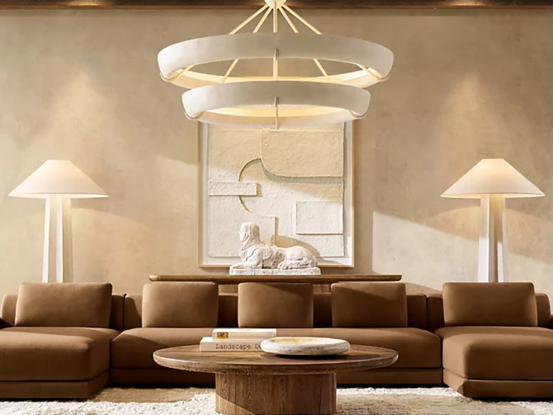 Modern U Shape Brown Linen Fabric and Feather Sofa