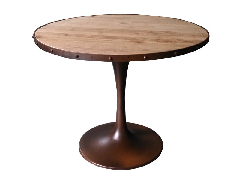 Metal Base and Solid Wood Top Round Dining Table