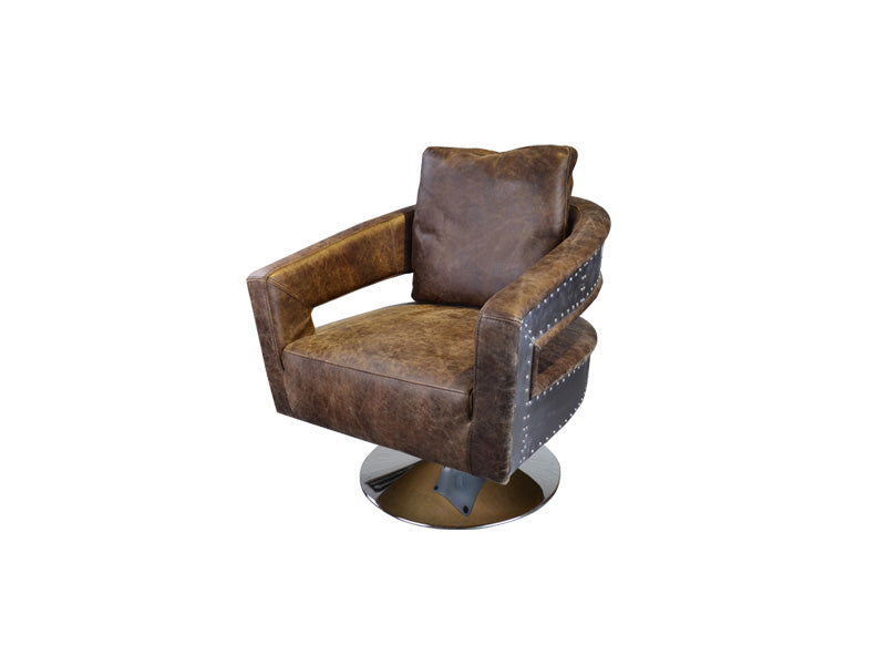 Vintage Leather Seat Chair,Dining Chair,Living Room Chair,360 Degree Swivel Office Chair