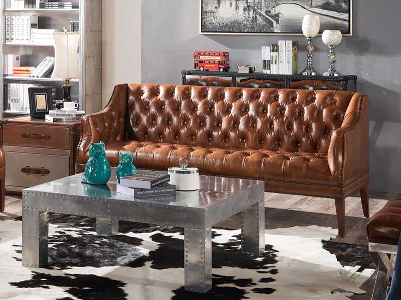 Vintage Leather Chesterfield Sofa Couch