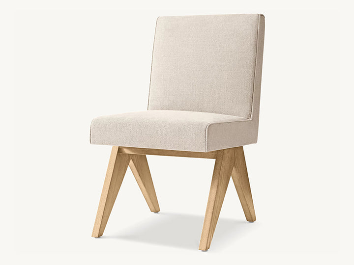 Modern Oak Wood and Fabric Dining Armchair Light Oak Solide Wood Dining Chair