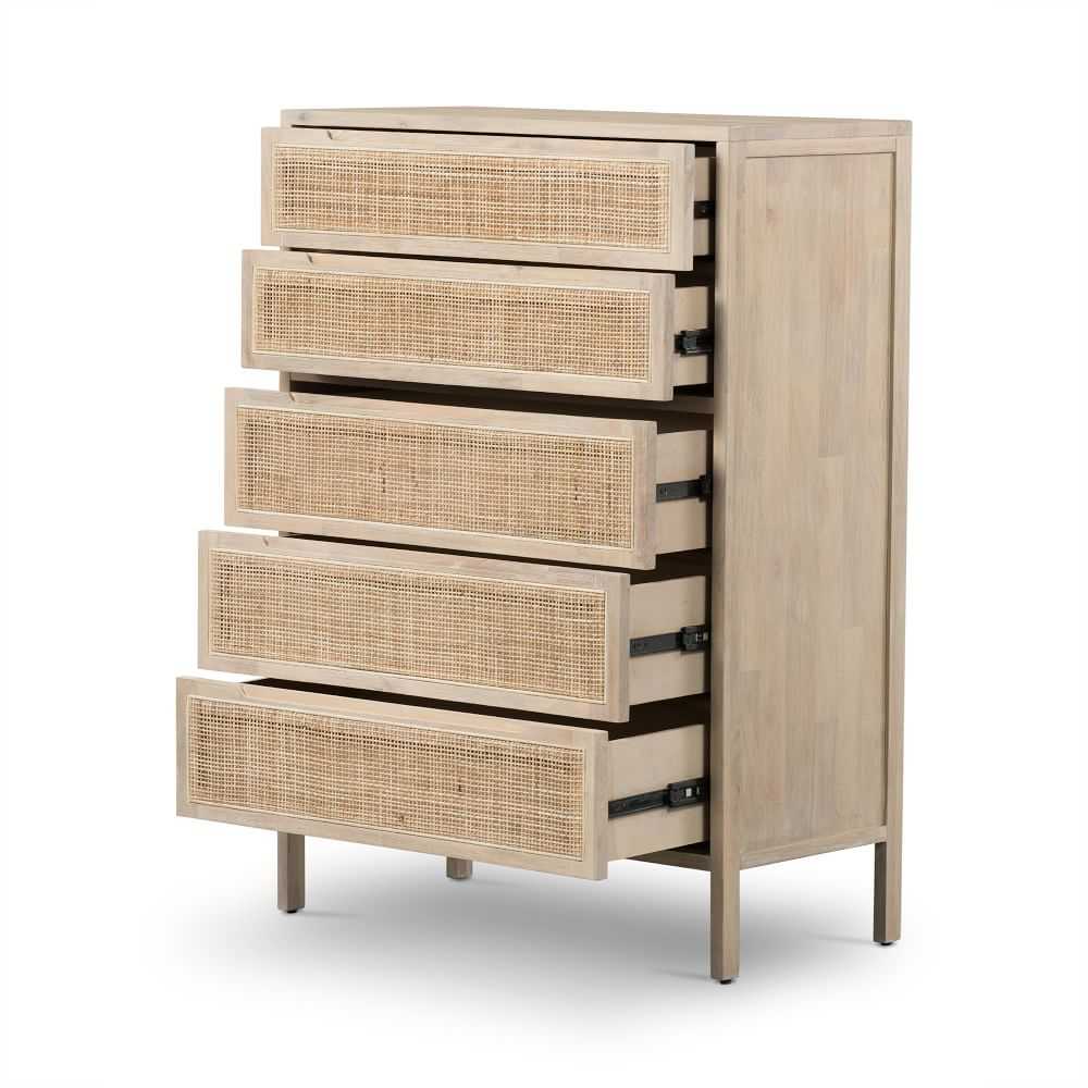Natural Diego Rattan 5-Drawer Dresser