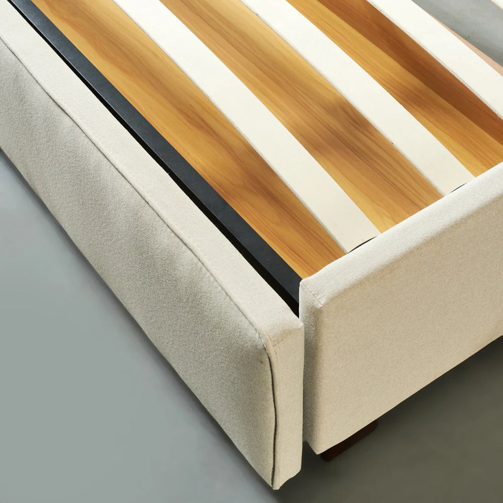 AMARA - Beige Fabric Bed