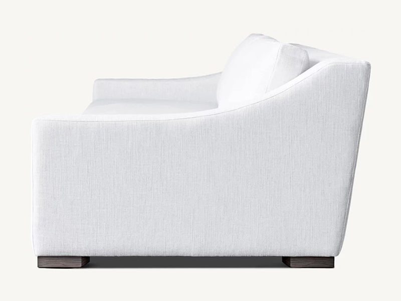 Modern White Linen Fabric and Feather Sofa with 2 Seats