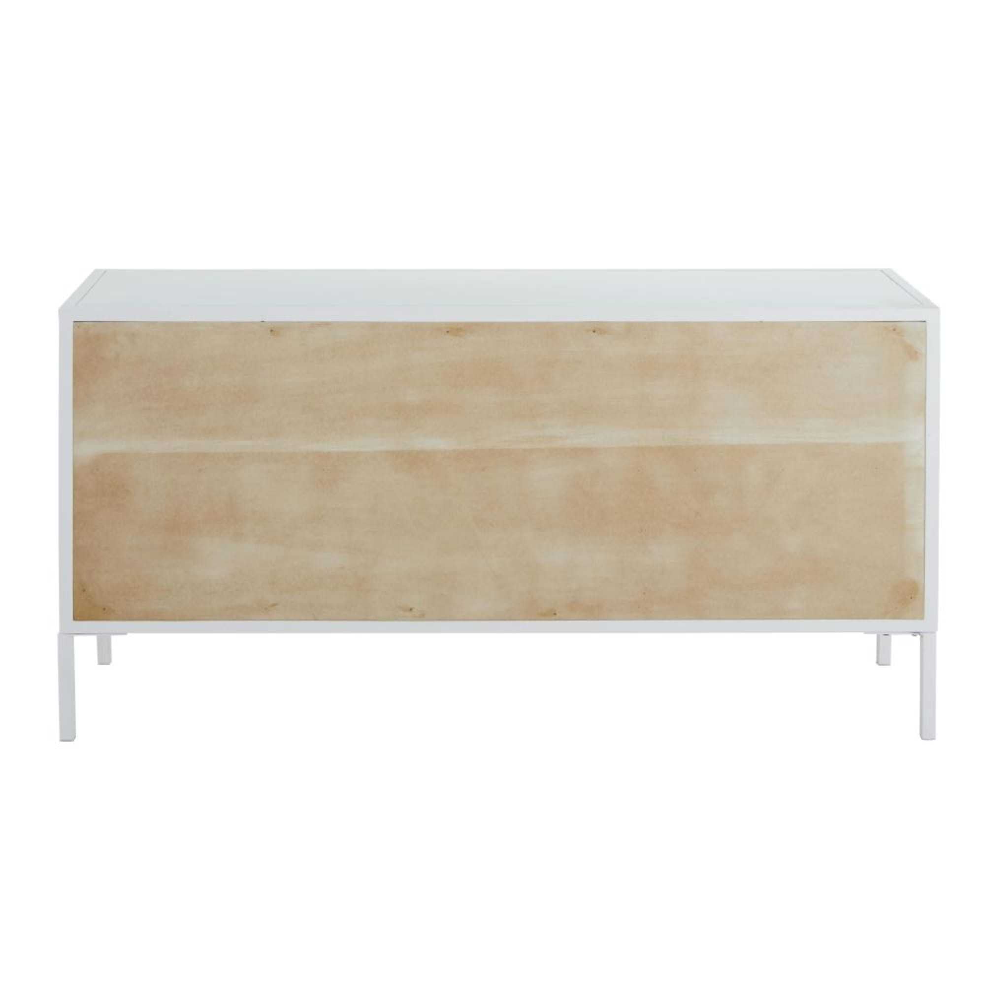 White Metal & Sculpted Mango Wood 3-Door Sideboard