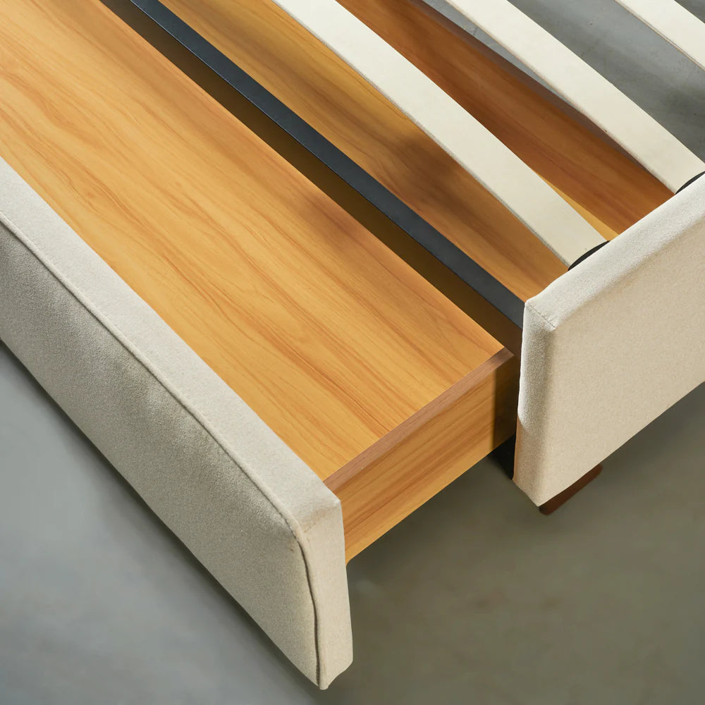 AMARA - Beige Fabric Bed