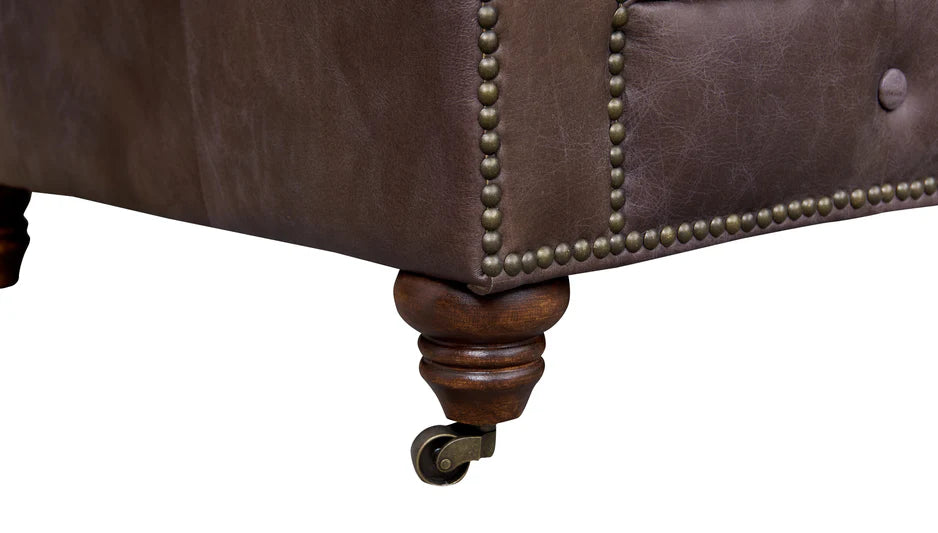 Buffalo  leather Chesterfield Arm Chair - Dark Brown Leather