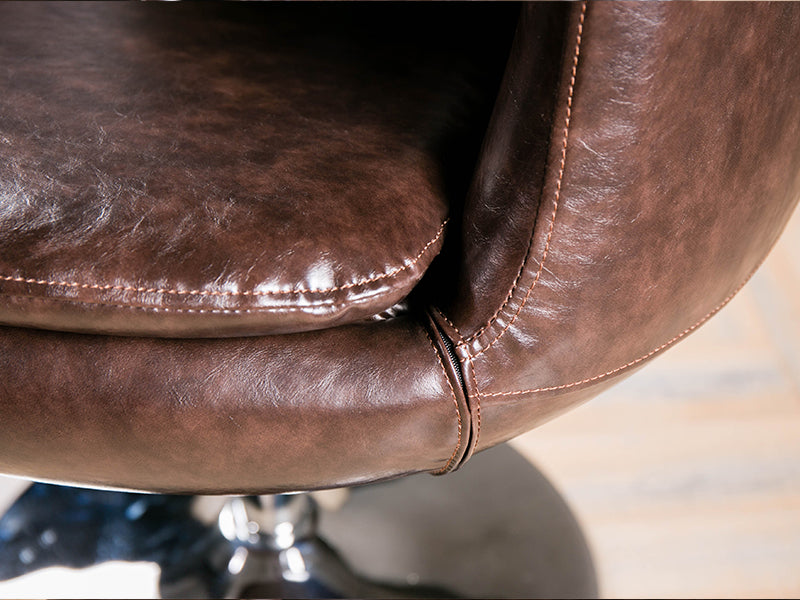 Genuine Leather Accent Chair,Restaurant Bar Stool Brown Leather