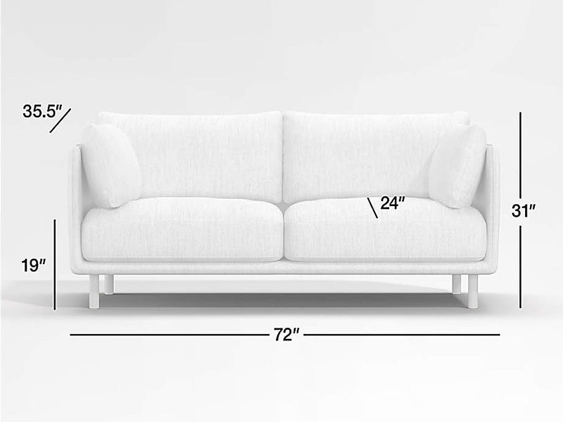 Andes 2-Piece Bumper Chaise Fabric Sectional Couch Sofa Marin Bumper Fabric Sectional                     Couch Sofa