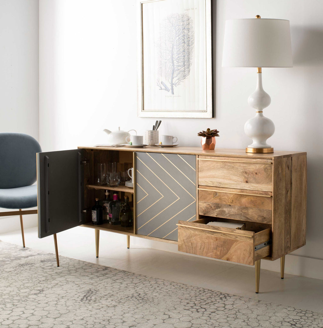 Knox Solid Mango Wood Sideboard