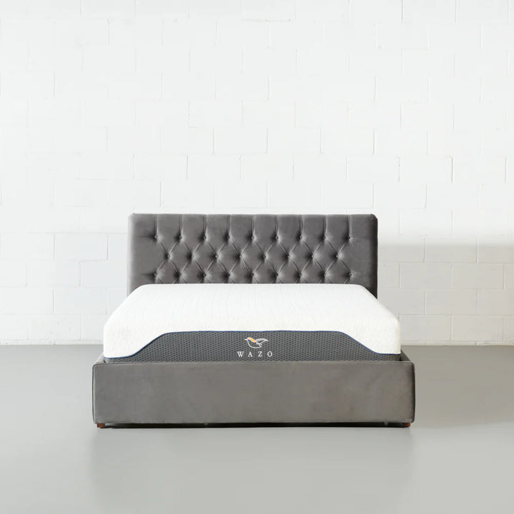 AMARA - Grey Fabric Bed with Storage