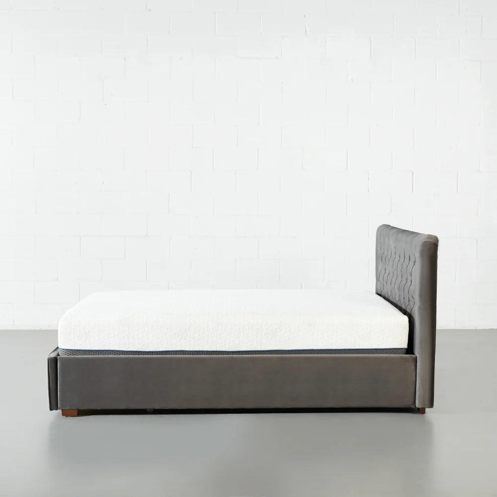 AMARA - Grey Fabric Bed with Storage