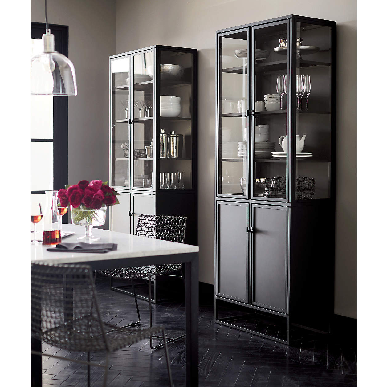 Casement Black Metal Storage Kitchen Cabinet