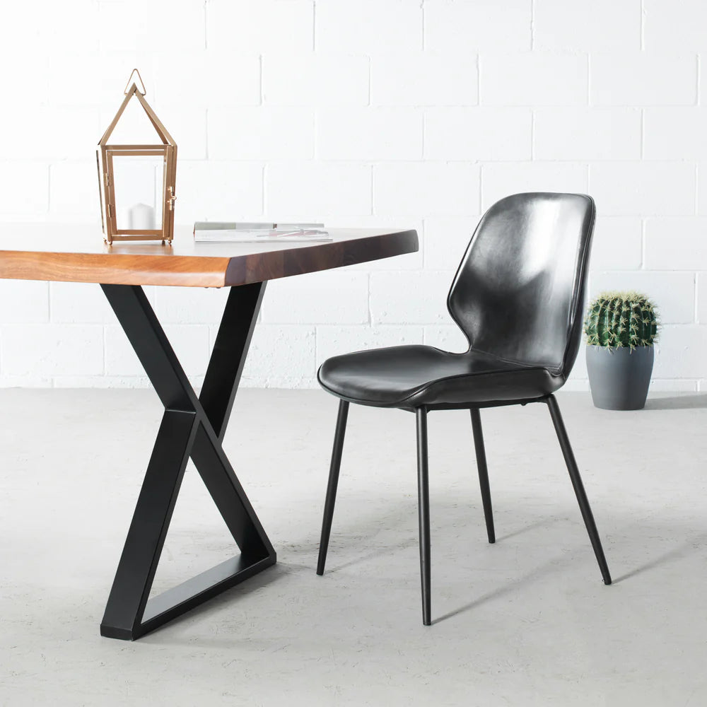 MONROE - Black Leather Dining Chair