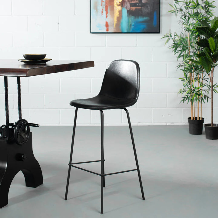 MILAN - Black Leather Bar Stool