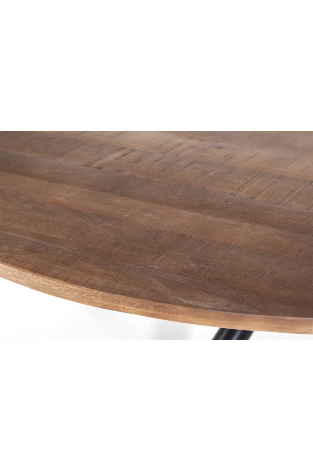 Rough Mango wood Round Dining Table Metal Base