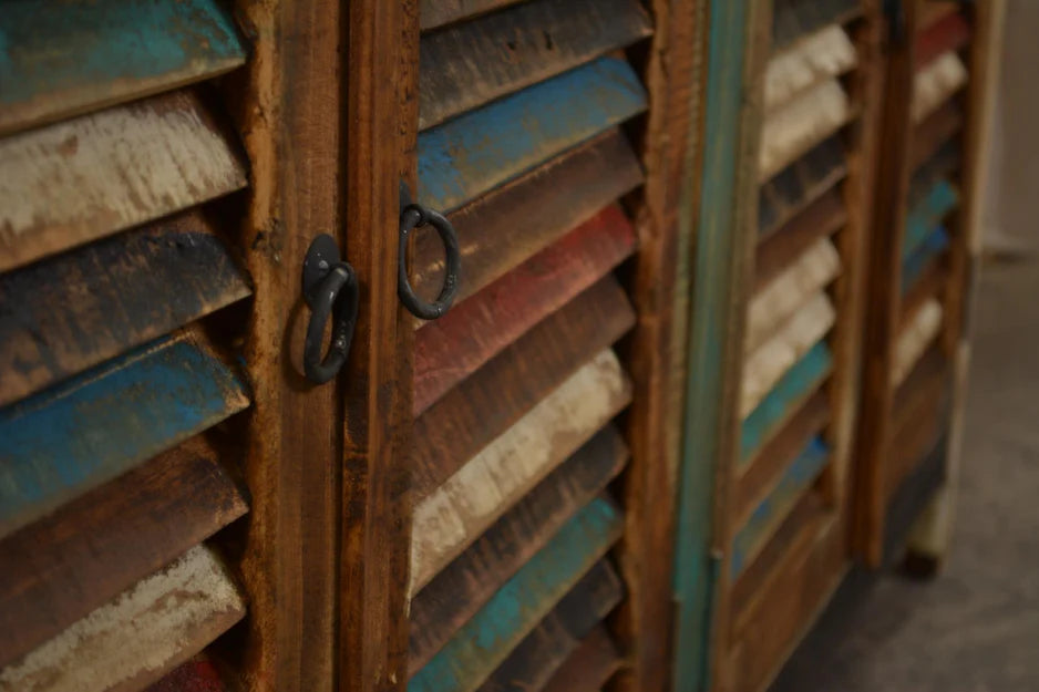 Reclaimed wood Shutter style Side board