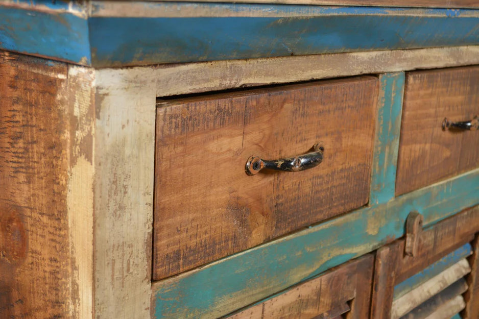 Reclaimed Wood Glass Door Tv Cabinet
