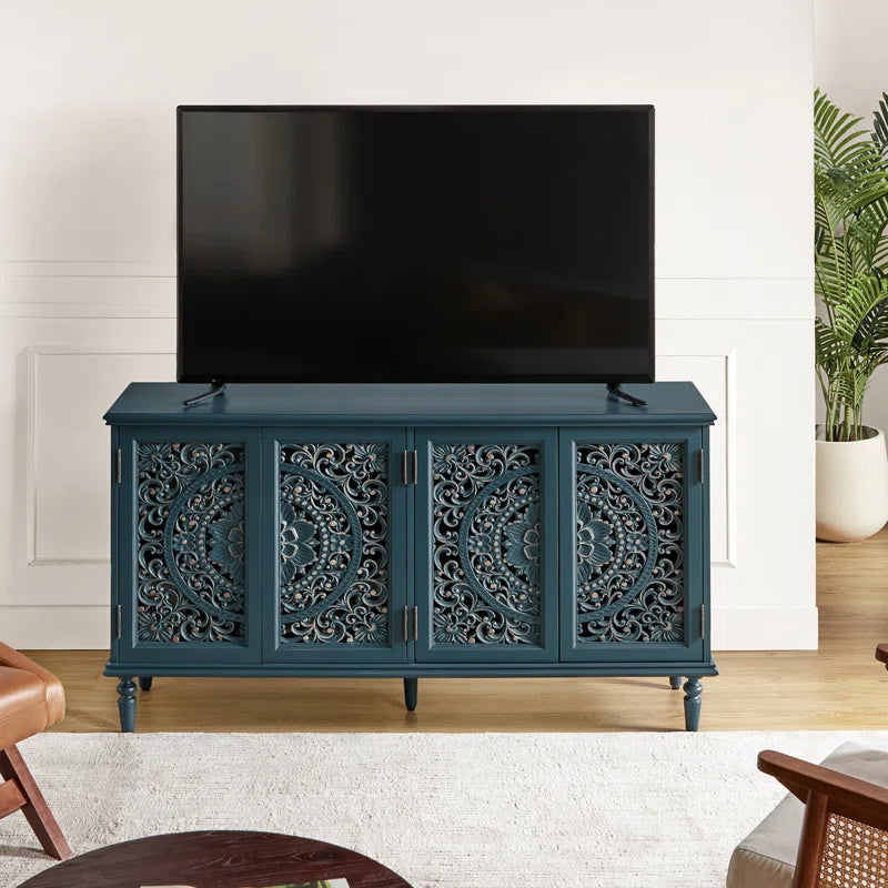 Solid Mango Wood Hand Carved Side Board