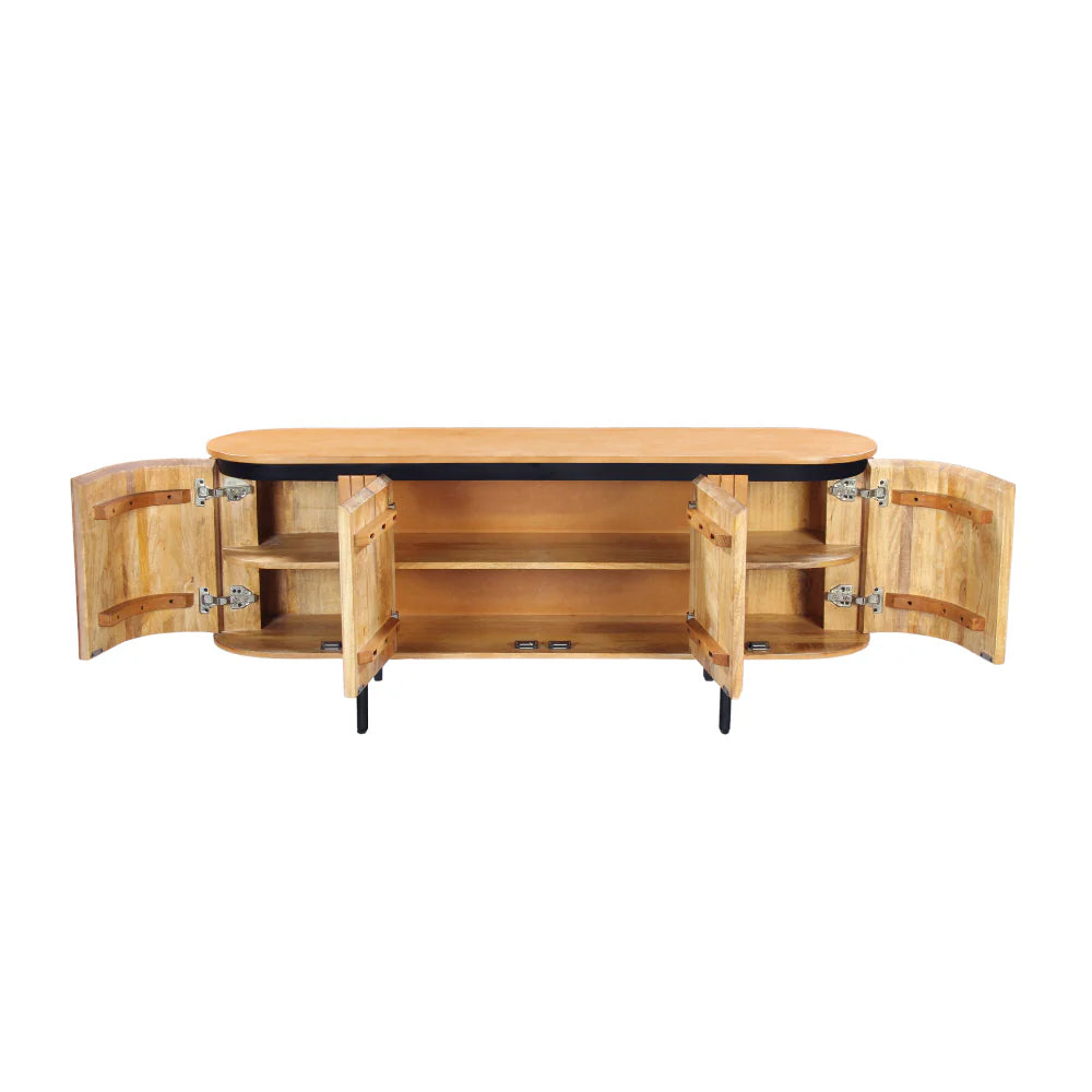 COPENHAGEN - Fluted Solid Mango Wood TV Unit