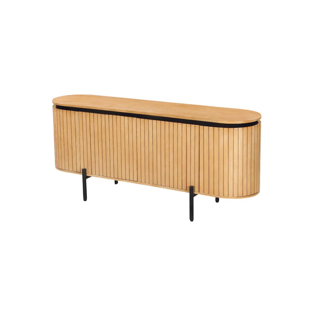 COPENHAGEN - Fluted Solid Mango Wood TV Unit