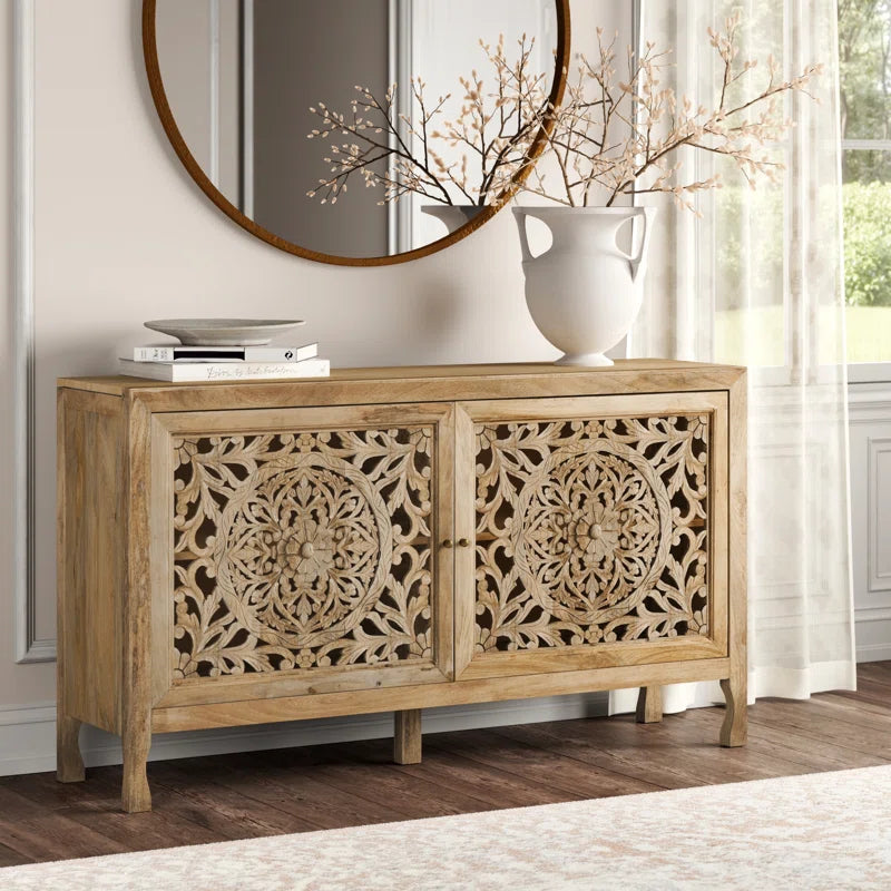 Antique Carving Solid Mango Wood Side Board