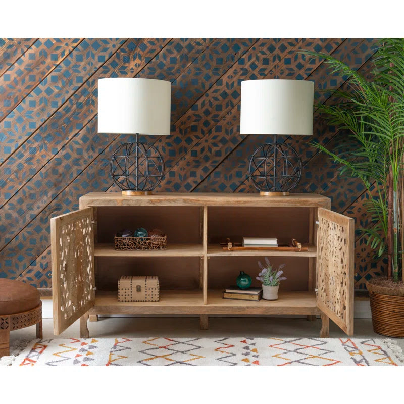 Antique Carving Solid Mango Wood Side Board