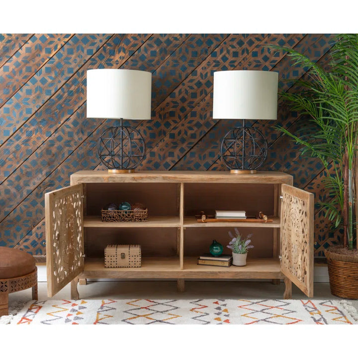 Antique Carving Solid Mango Wood Side Board