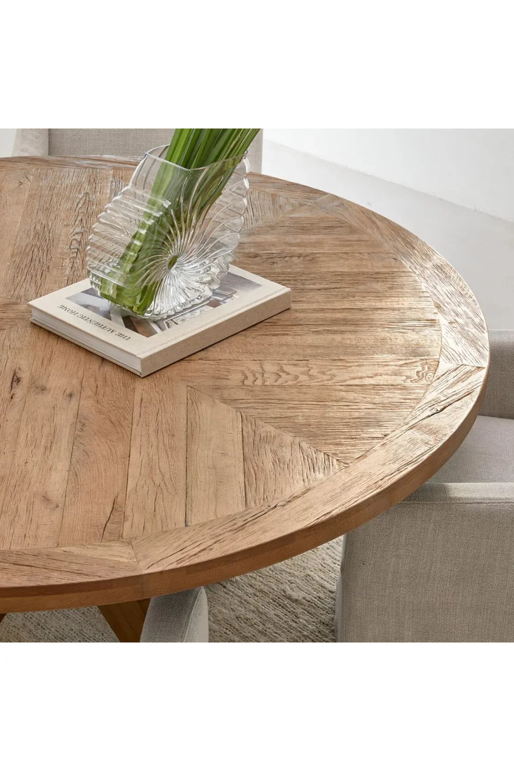 Solid Oak Wood Round Dining Table