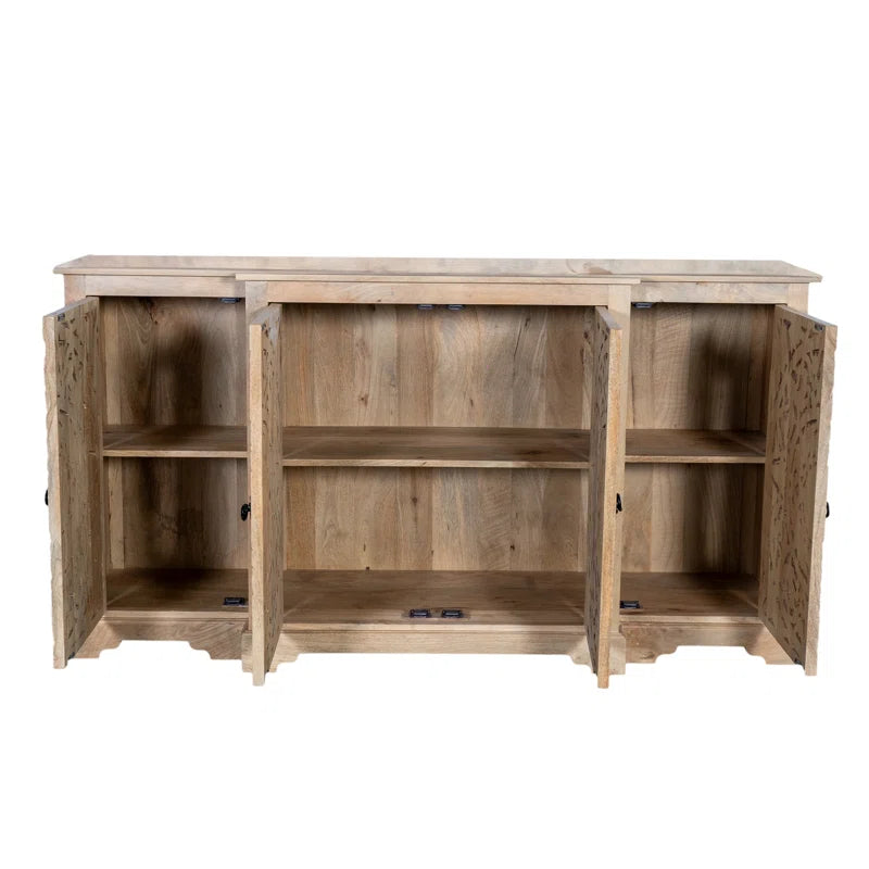Natural Carving Solid Mango Wood Sideboard