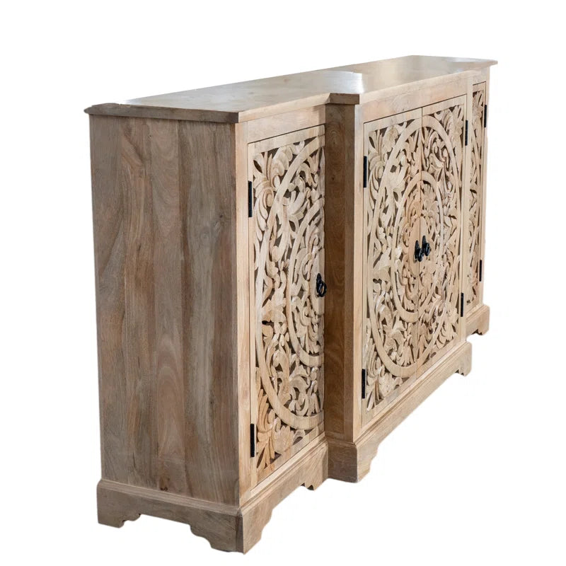 Natural Carving Solid Mango Wood Sideboard