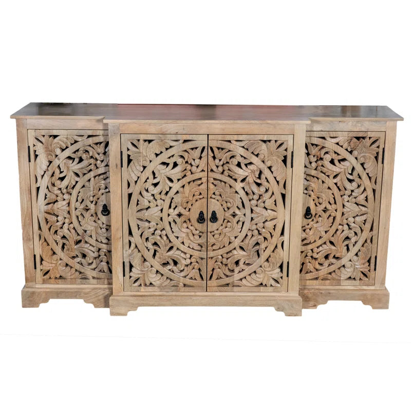 Natural Carving Solid Mango Wood Sideboard