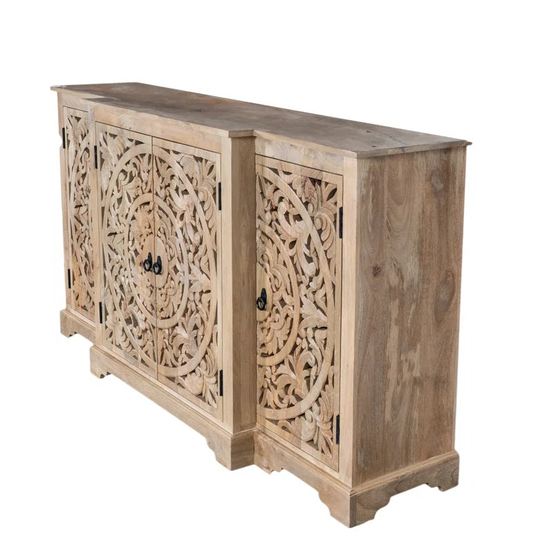 Natural Carving Solid Mango Wood Sideboard
