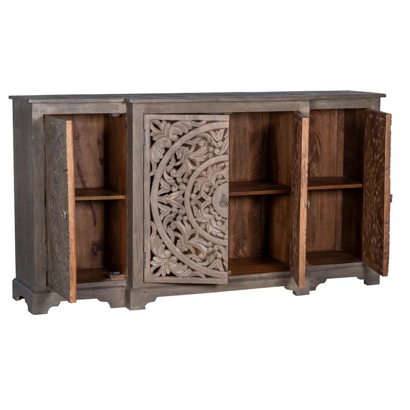 Natural Carving Solid Mango Wood Sideboard