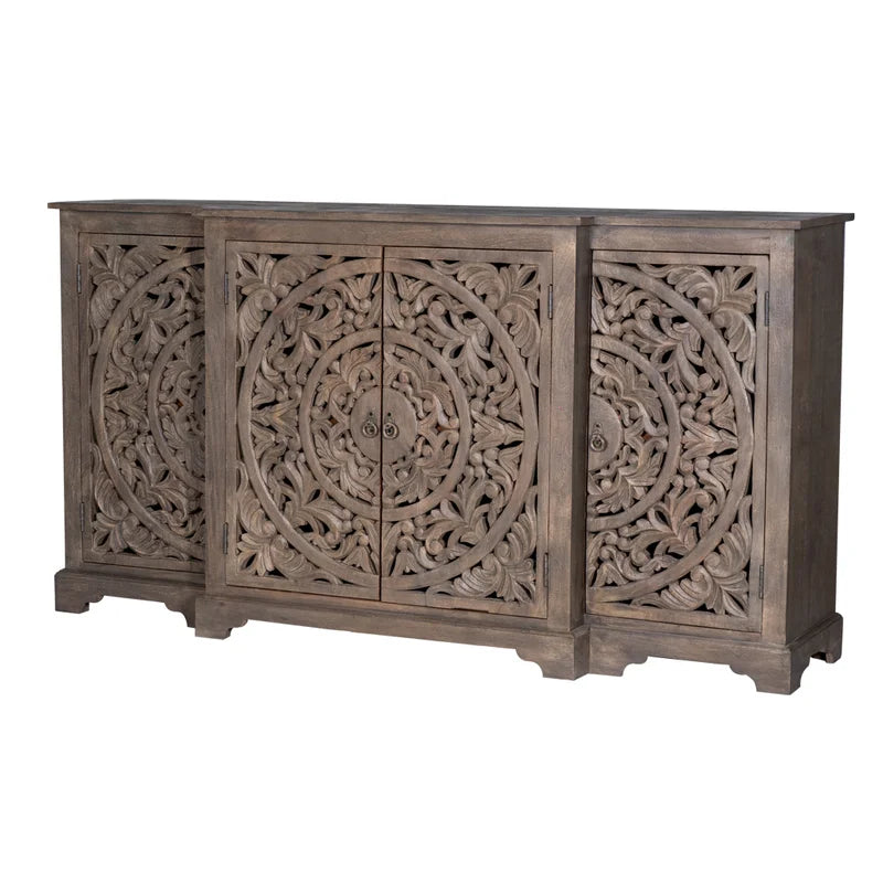Solid Mango Wood Sideboard Grew Color