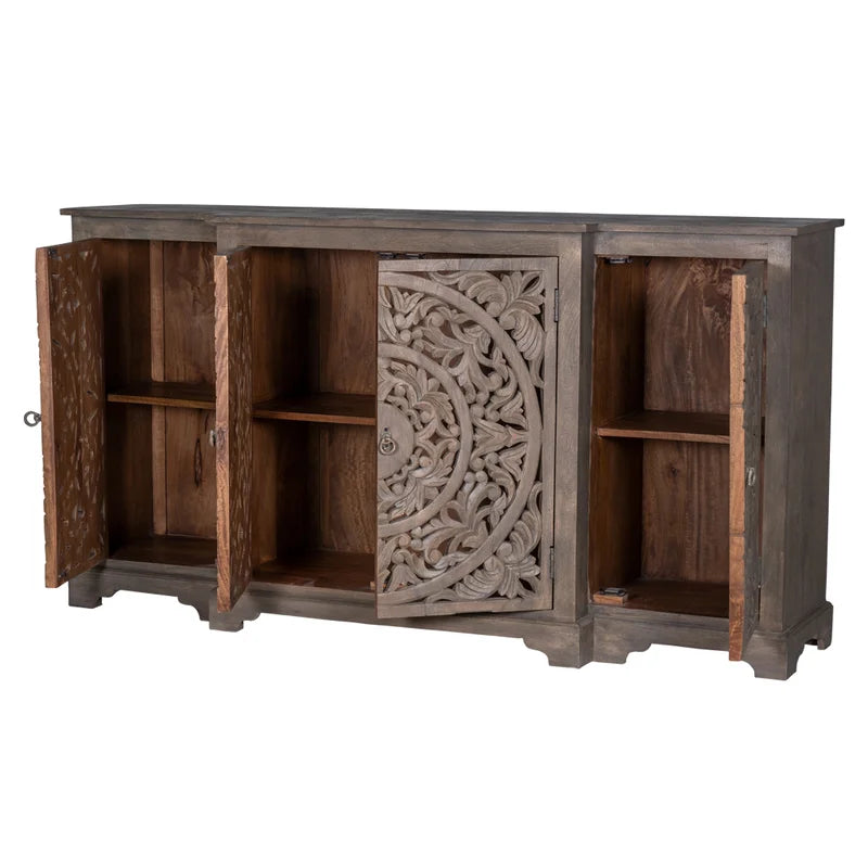 Solid Mango Wood Sideboard Grew Color